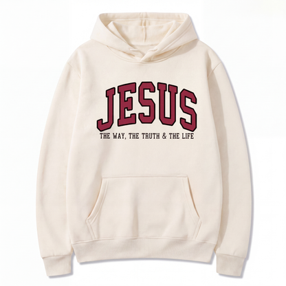 Jesus The Way The Truth and The Life Varsity Hoodie